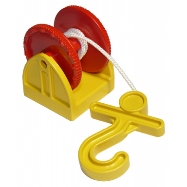 yellow duplo hose reel holder 2 x 2 with red drum yellow hook string