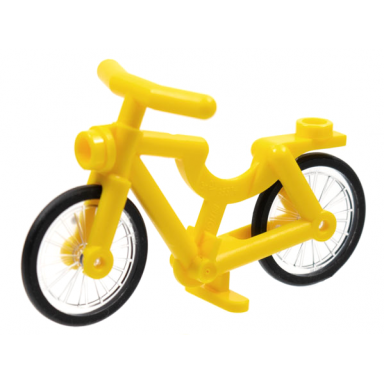 yellow bicycle with trans-clear wheels with molded black hard rubber tires 4719 92851pb01