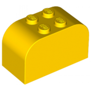 yellow slope curved 4 x 2 x 2 double with 4 studs