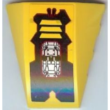 yellow wedge 4 x 4 triple curved no studs with yellow grille and silver circuitry pattern model left side sticker - set 7721