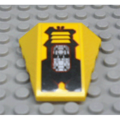 yellow wedge 4 x 4 triple curved no studs with yellow grille and silver circuitry pattern model right sticker - set 7721