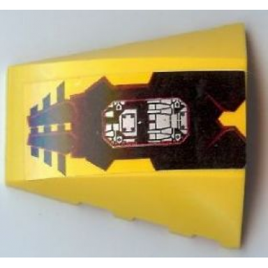 yellow wedge 4 x 4 triple curved no studs with circuitry pattern sticker - set 7721