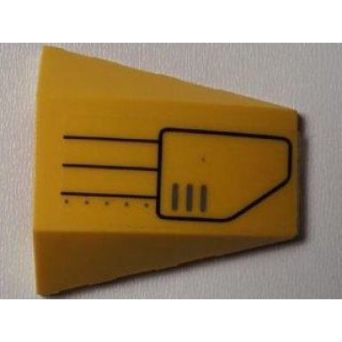 yellow wedge 4 x 4 triple curved no studs with vent pattern sticker model right - set 7712