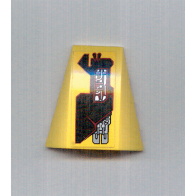 yellow wedge 4 x 4 triple curved no studs with silver and red circuitry pattern model left sticker - set 7721