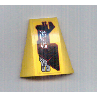 yellow wedge 4 x 4 triple curved no studs with silver and red circuitry pattern model right sticker - set 7721