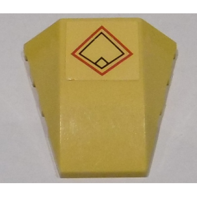 yellow wedge 4 x 4 triple curved no studs with black and red diamonds pattern sticker - set 7877