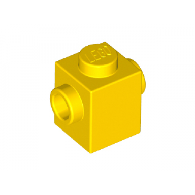 yellow brick modified 1 x 1 with studs on 2 sides opposite
