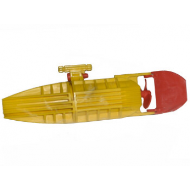 yellow electric motor with boat propeller and rudder 14 x 4 x 4 3-blade propeller