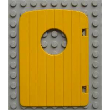yellow duplo door window pane 1 x 4 x 4 with porthole and vertical grooves