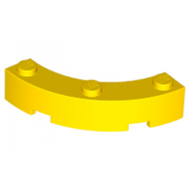 yellow brick round corner 4 x 4 macaroni with 3 studs