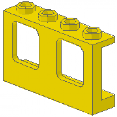 yellow window 1 x 4 x 2 plane single top hole and double bottom holes for glass
