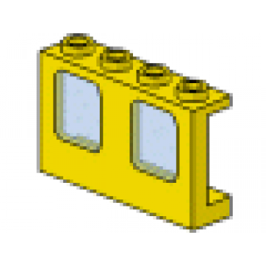 yellow window 1 x 4 x 2 plane single top hole and double bottom holes for glass with trans-light blue glass 4863 4862