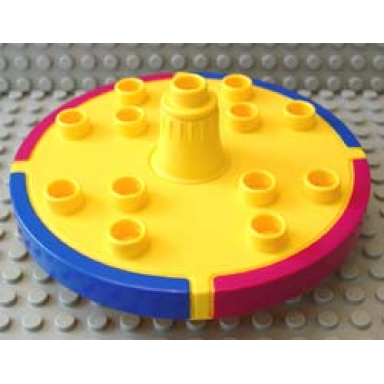 yellow duplo merry-go-round small with blue and purple rim pattern