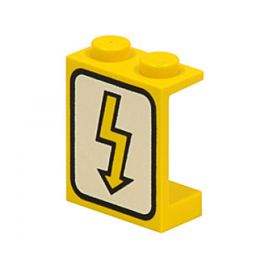 yellow panel 1 x 2 x 2 - solid studs with utility arrow pattern