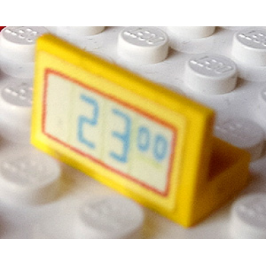yellow panel 1 x 2 x 1 with 23.00 digital display pattern sticker - set 3116