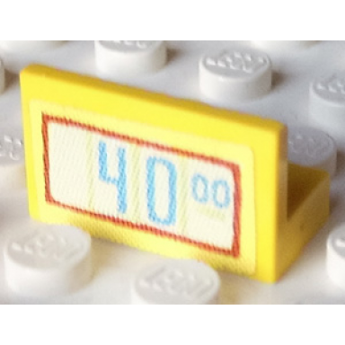 yellow panel 1 x 2 x 1 with 40.00 digital display pattern sticker - set 3118