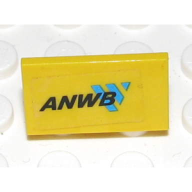 yellow panel 1 x 2 x 1 with anwb and blue logo pattern sticker - set 2140
