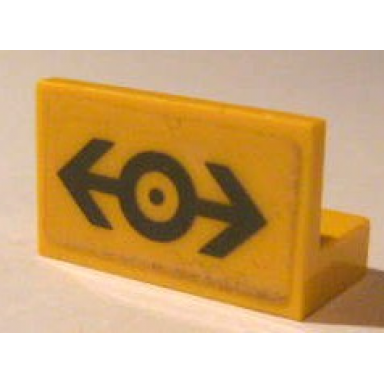 yellow panel 1 x 2 x 1 with train logo dark gray medium pattern sticker - set 2150