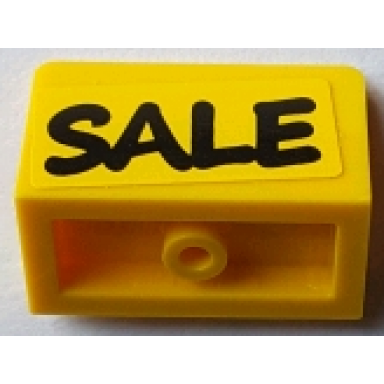 yellow panel 1 x 2 x 1 with black sale on yellow background pattern sticker - set 71016