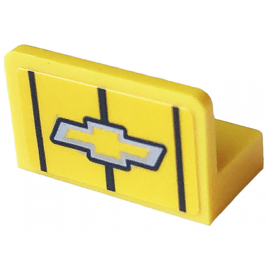 yellow panel 1 x 2 x 1 with chevrolet logo and 3 black stripes pattern sticker - set 76903