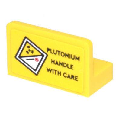 yellow panel 1 x 2 x 1 with diamond radioactive symbol and plutonium handle with care pattern sticker - set 10300