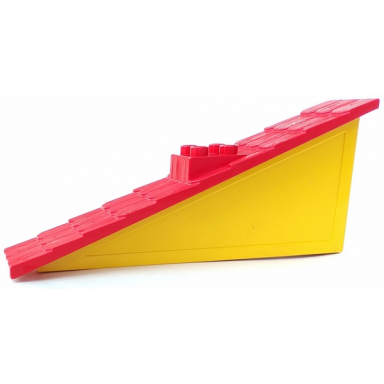 yellow duplo roof sloped 22.5 1 x 11 x 4 with red shingles and chimney
