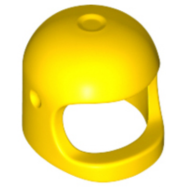 yellow minifigure headgear helmet space town with thick chin strap - with visor dimples reissue with top dimple
