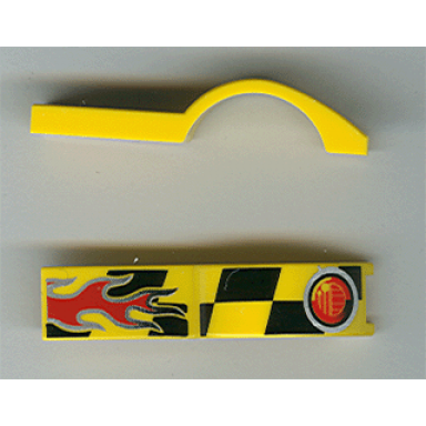 yellow vehicle mudguard 1 x 4 1 2 with flame and red taillight pattern