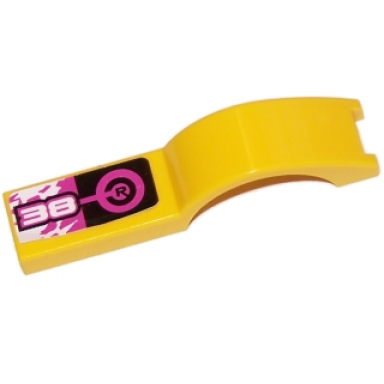 yellow vehicle mudguard 1 x 4 1 2 with white 38 pattern model left side sticker - set 8131