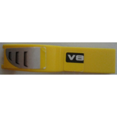 yellow vehicle mudguard 1 x 4 1 2 with v8 and intake pattern model left side stickers - set 8135