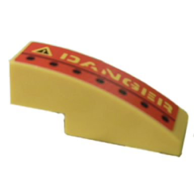 yellow slope curved 3 x 1 with danger and black dots right pattern sticker - set 7776