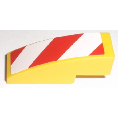 yellow slope curved 3 x 1 with red and white danger stripes pattern model left side sticker - sets 7208 7630 7633 7936