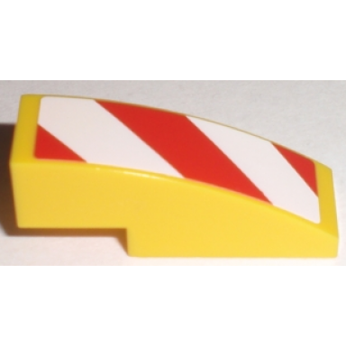 yellow slope curved 3 x 1 with red and white danger stripes pattern model right side sticker - sets 7208 7630 7633 7936