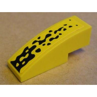 yellow slope curved 3 x 1 with black spots pattern sticker - set 8117