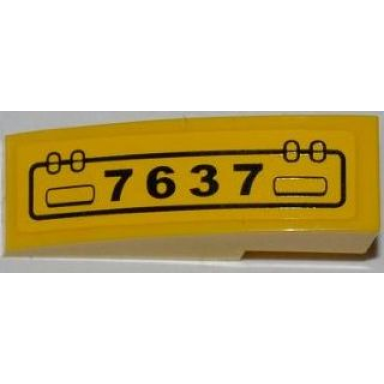 yellow slope curved 3 x 1 with hatch and 7637 pattern model left side sticker - set 7637