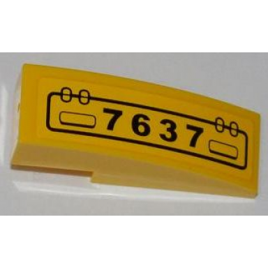 yellow slope curved 3 x 1 with hatch and 7637 pattern model right side sticker - set 7637