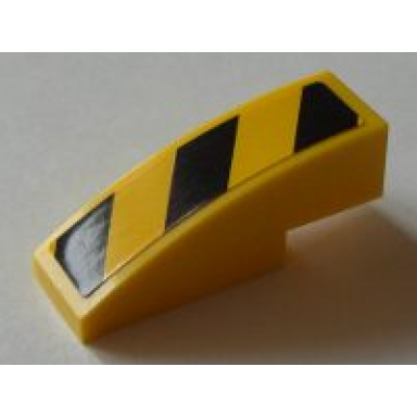 yellow slope curved 3 x 1 with black and yellow danger stripes pattern model left sticker - set 8043
