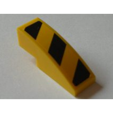 yellow slope curved 3 x 1 with black and yellow danger stripes pattern model right sticker - set 8043