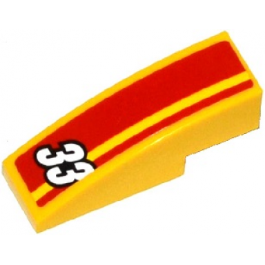 yellow slope curved 3 x 1 with white 33 and red stripes pattern sticker - set 60082