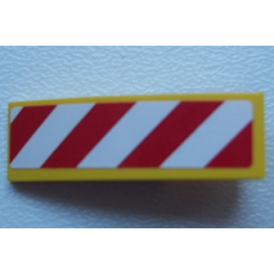 yellow slope curved 3 x 1 with red and white danger stripes pattern model left side sticker - set 60076