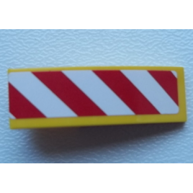 yellow slope curved 3 x 1 with red and white danger stripes pattern model right side sticker - set 60076
