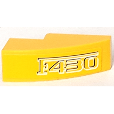 yellow slope curved 3 x 1 with f430 outlined on yellow background pattern sticker - set 8143