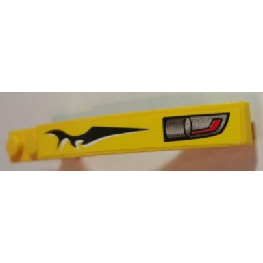 yellow slope curved 8 x 1 x 1 2 3 with arch and 2 recessed studs with tribal and headlight pattern model right sticker - set 8183