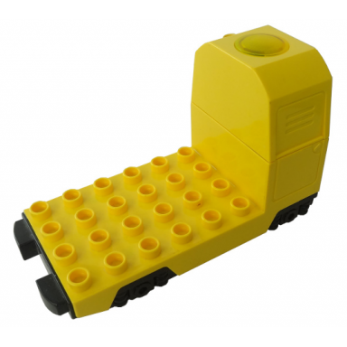 yellow duplo train passenger locomotive base with black battery compartment pearl light gray wheels