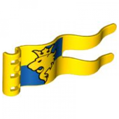 yellow duplo flag wavy 2 x 5 with lion and crown pattern