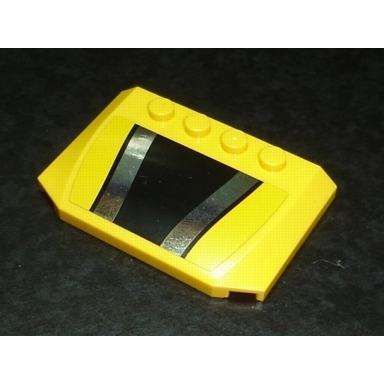 yellow wedge 4 x 6 x 2 3 triple curved with chrome silver stripes on black pattern sticker - set 8146