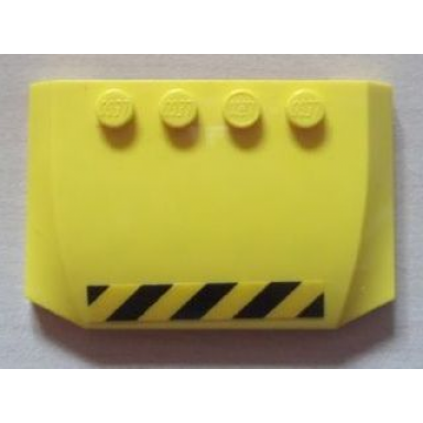 yellow wedge 4 x 6 x 2 3 triple curved with black and yellow danger stripes pattern sticker - set 7249