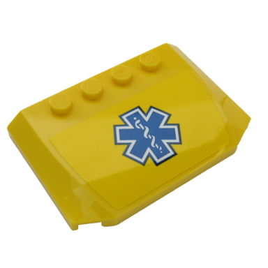 yellow wedge 4 x 6 x 2 3 triple curved with blue emt star of life on yellow background pattern sticker - set 60203