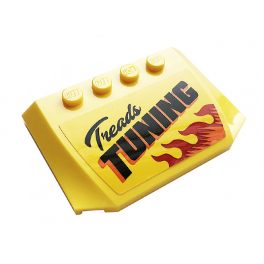yellow wedge 4 x 6 x 2 3 triple curved with treads tuning and flames pattern sticker - set 60258