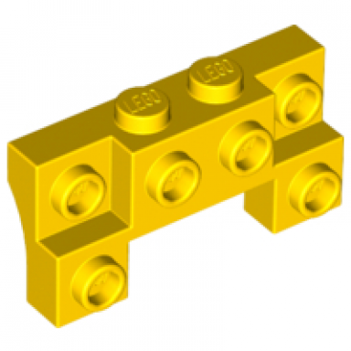 yellow brick modified 2 x 4 - 1 x 4 with 2 recessed studs and thick side arches